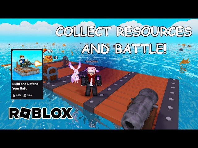 COLLECT RESOURCES AND BATTLE IN BUILD AND DEFEND YOUR RAFT ROBLOX