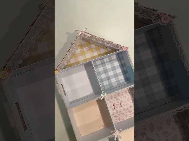 DIY cardboard dollhouse 🩷🪡 #diy #tutorial #cozy #fy #cardboard #dollhouse #craft