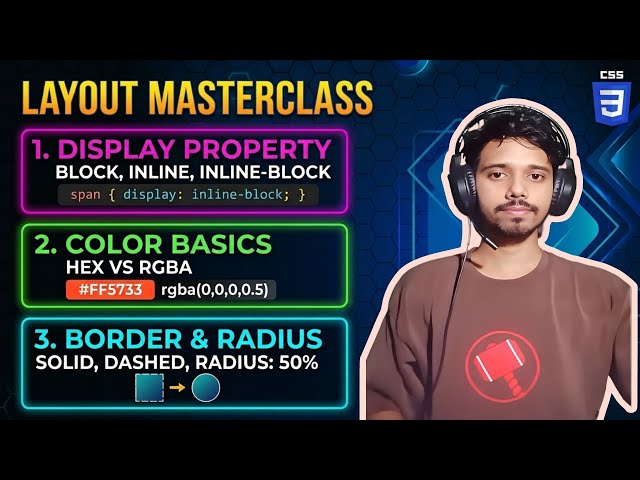 CSS Layout Masterclass: Display Property, Colors & Borders | Web Design Bangla Tutorial
