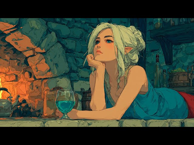 Cozy Medieval Fantasy Tavern Ambience 🎄 Fireplace & Bard Music | D&D RPG Tavern Sounds