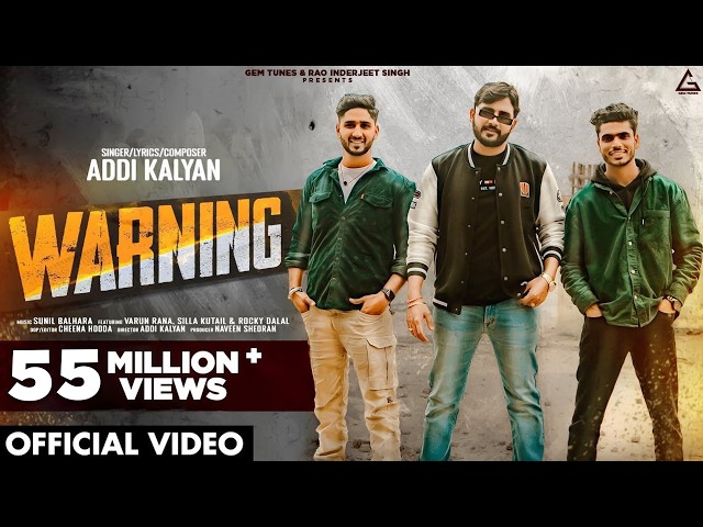 WARNING (Official Video) - Addi Kalyan | Haryanvi Songs Haryanavi 2024