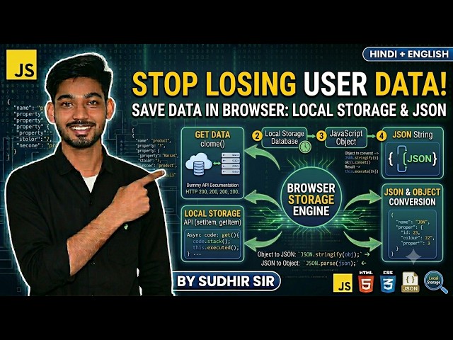 JavaScript Local Storage & JSON Tutorial | Save Data in Browser + Events Explained