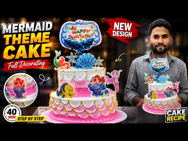 Amazing Mermaid Theme Birthday Cake Decoration Tutorial 🧜‍♀️ | Easy Cake Design Step by Step | 
