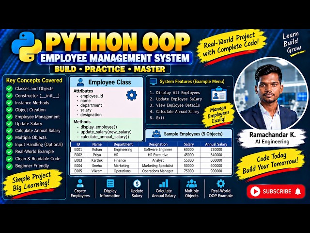Python OOP Employee Management System | Classes, Objects, Methods & Salary Calculation