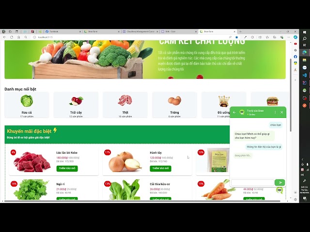 Website thực phẩm sạch web ReactJs + Material UI + Api Springboot + MySql và tặng thêm báo cáo