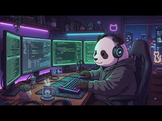 1 Hour Lofi Beats for Coding / Programming 💻 Chill Cyberpunk Panda Room