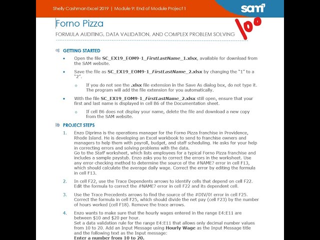 Shelly Cashman Excel 2019 | Module 9: End of Module Project 1