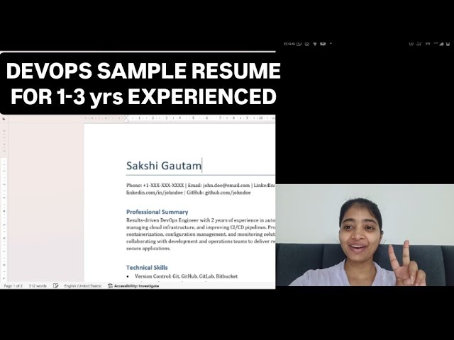 DevOps Sample Resume for 1-3 years experienced