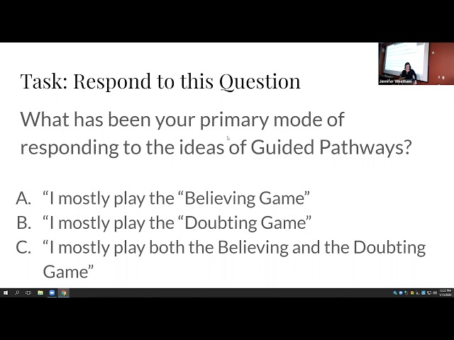Guided Pathways Webinar #2: Instructional Approach #1-- Metacognitive Skills & Habits of Mind