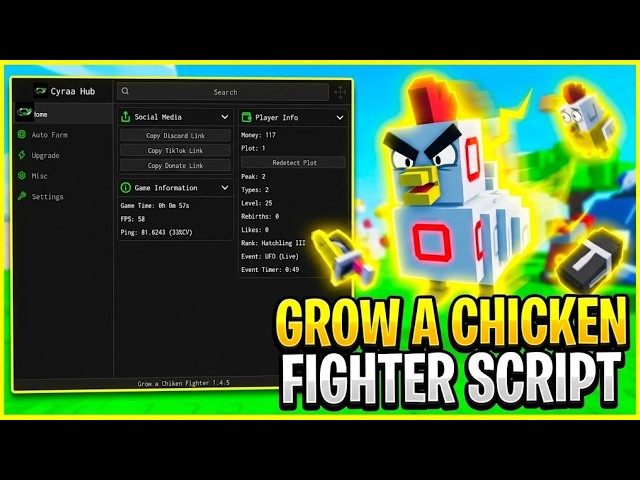 💵 INF MONEY | Roblox Grow a Chicken Fighter 🐔 SCRIPT! - Auto Sell - MORE!