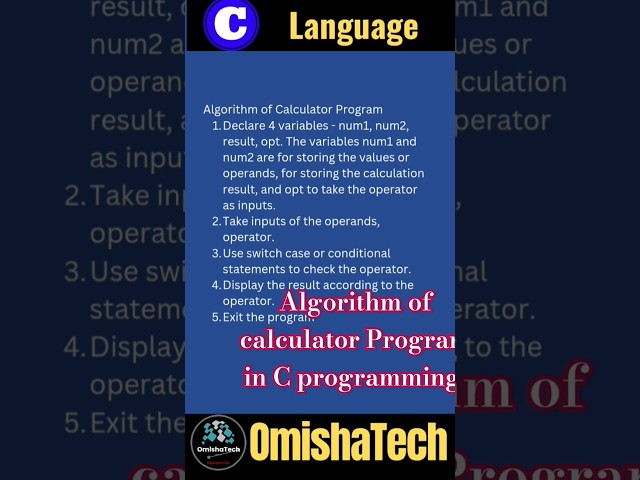 Algorithm of calculator Program in C programming #cprogramming #algorithm #calculatorprogram