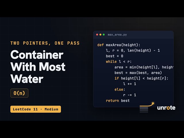 Container With Most Water (LeetCode 11) | Two Pointers Explained