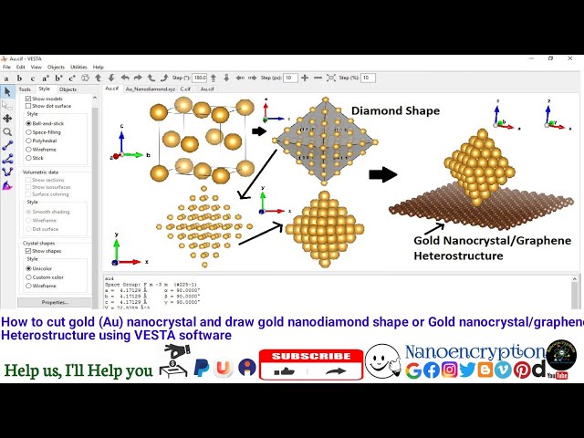 How to cut gold (Au) nanocrystal and draw Gold nanocrystal/graphene Heterostructure via VESTA soft