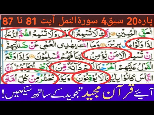 Parah20 Lesson4|Surah Naml ayyt 81to87|Learn Quran with Tajveez word by word at home