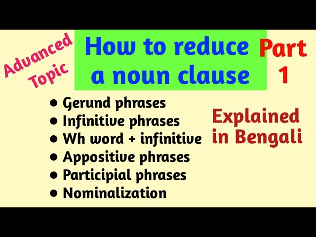 Reduced Noun Clauses | Transformation of Sentences | Noun Clause | English Grammar