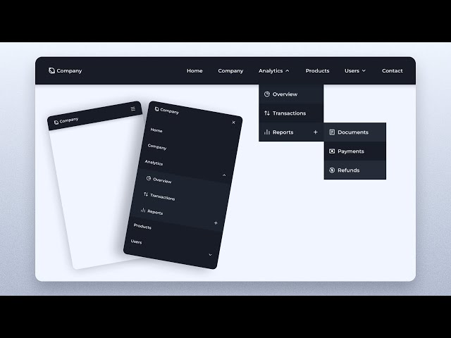 Responsive Dropdown Menu Bar Using HTML CSS & JavaScript