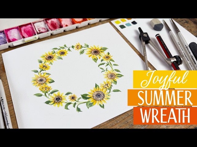 How to Paint a Watercolour Sunflower Wreath | A Bright Summer Floral Tutorial