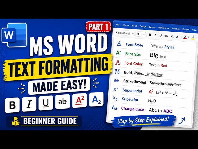 MS Word Text Formatting Made Easy! | Font, Size, Color, Bold, Italic & More (Part-1)