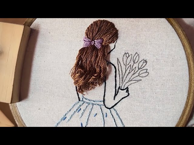 3d hair embroidery tutorial || Hand embroidery for beginners - Let’s Explore 