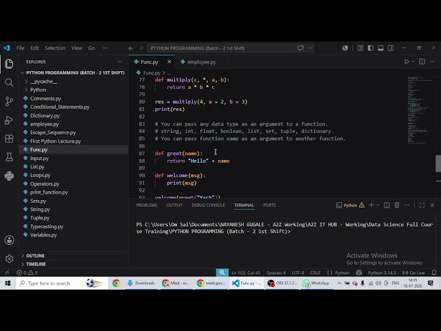 Python Lecture: Functions in Python Part - 3, Python Scope