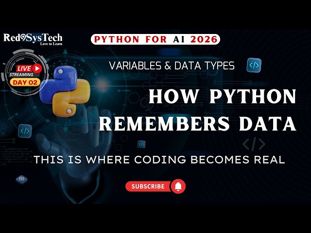 Python for AI Beginners – Day 2 LIVE | Variables, Data Types & Real IT Examples | Red9SysTech