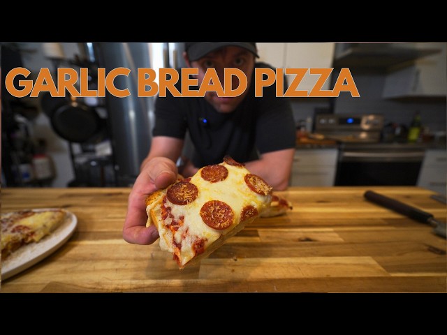 Garlic bread pizza like when i was young. So Delicious. Dinner time.