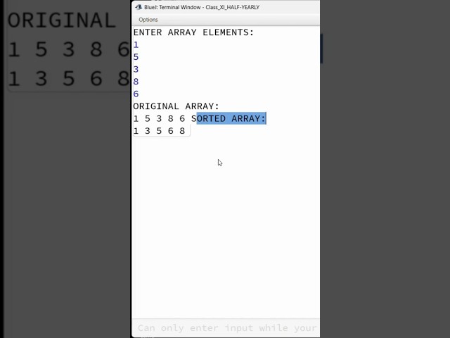 😱Full Video👆| Insertion Sort | java | bluej | #shorts