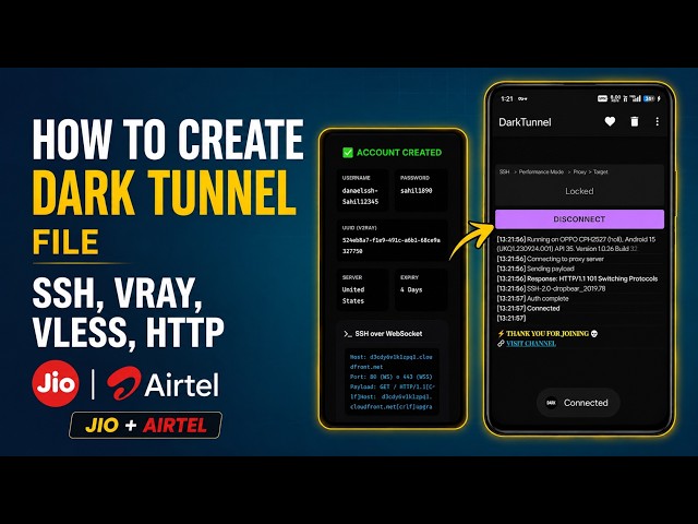 How to Create Dark Tunnel Files in 2026 (SSH + SNI Tutorial) Using SSH accounts + your SNI/bug host.