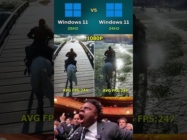 Windows 11 25H2 vs Windows 11 24H2 #gaming #pcgaming #shorts