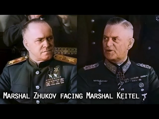 Surrender of Nazi General Wilhelm Keitel facing Soviet Marshal Zhukov (Berlin-Karlshorst May 8 1945)