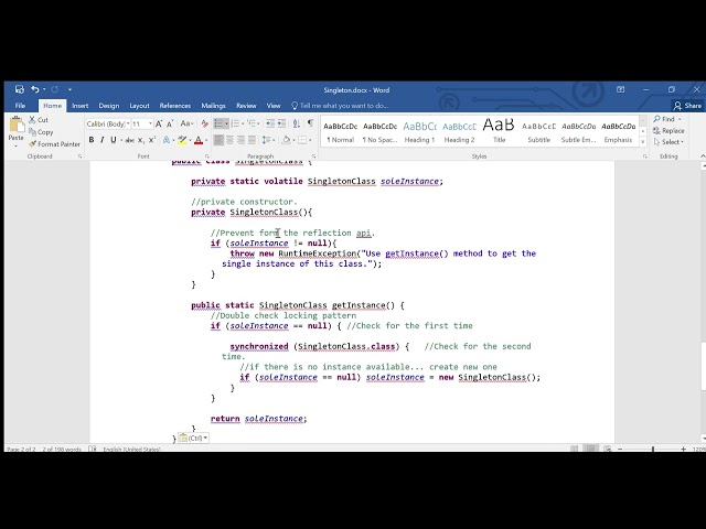 Singleton Design Pattern Explanation and Implementation in Java