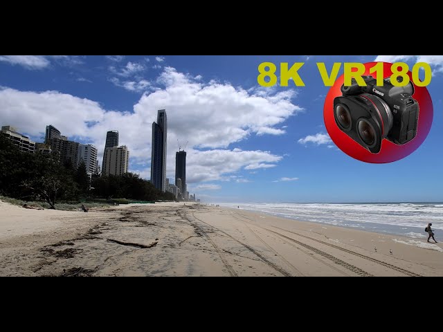 8K VR180 SUN BATHING AFTER A STORM or enjoy a walk Surfers Paradise beach (Travel/Nature/ASMR/Music)