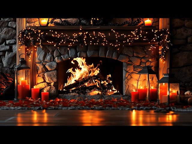 Relaxing Fireplace with Burning Logs and Crackling Sound in Cozy Ambience for Winter Warmth