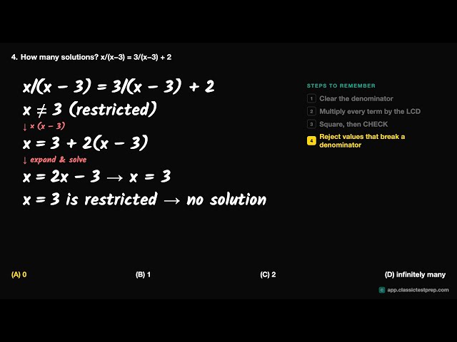 Rational and Radical Equations - Enhanced ACT Math