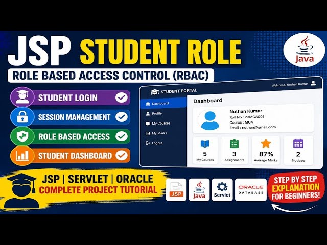 Student Role in JSP | Student Dashboard, Login & Role-Based Access Control (RBAC) | JSP Oracle