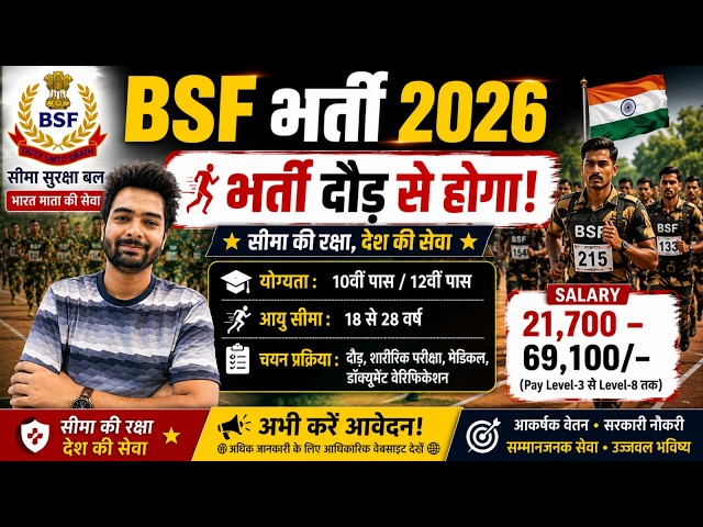 BSF में निकली 17000 पदों पर भर्ती | BSF New Vacancy 2026 | BSF Constable Open Rally Bharti 2026