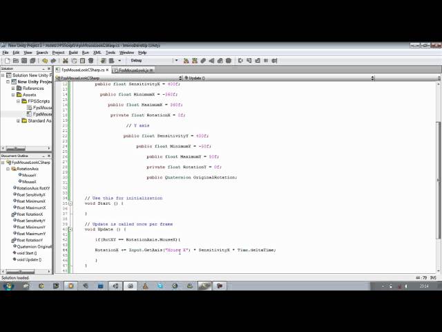 002 Unity 3d : FPS tutorial how to create a MouseLook Script Using C Sharp - Part 2