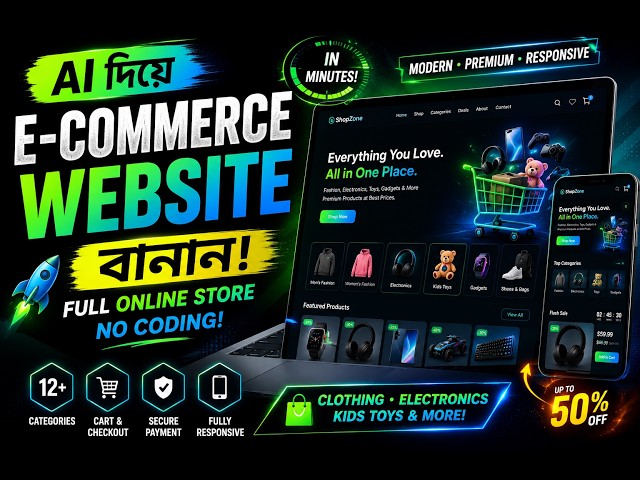 Create E-Commerce Website with AI No Coding | Website বানানো এত সহজ prompt enginering #website