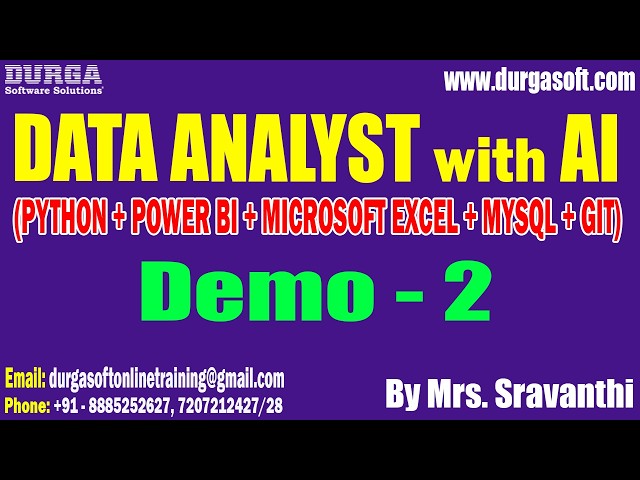 DATA ANALYST with AI tutorials || Demo - 2 || by Mrs. Sravanthi On 30-07-2026 @9AM (IST)