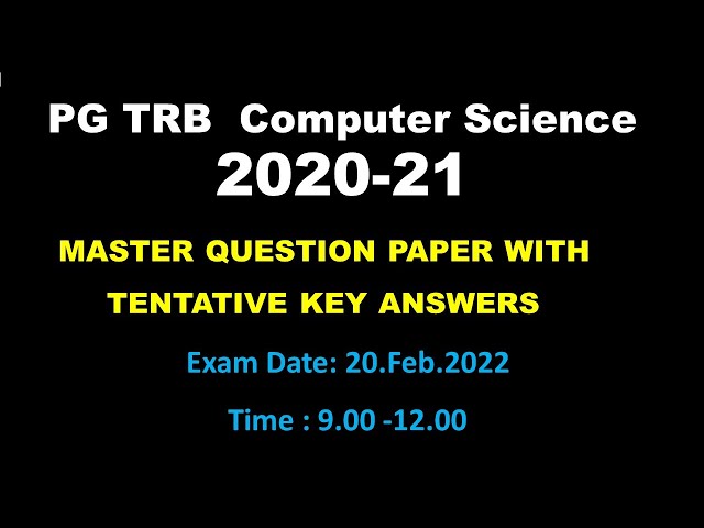 PG TRB Computer Science| Master Question Paper|Tentative Key Answers| 2020-21|SS Academy for Physics