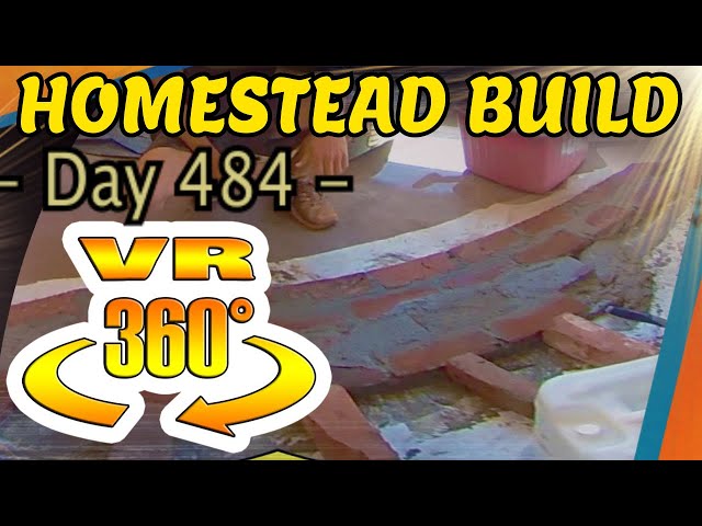 Homestead Building - Woodstove Brick Hearth Being Cemented in Place