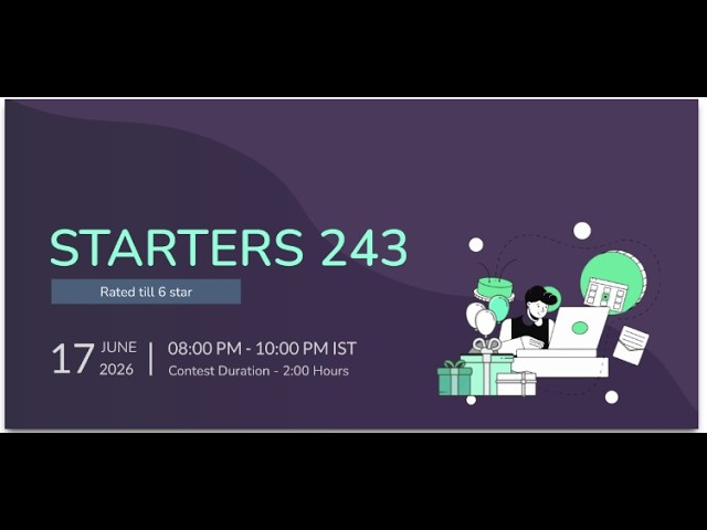 STARTERS 243 || Codechef contest LIVE  || #codechef #coding #programming #contest