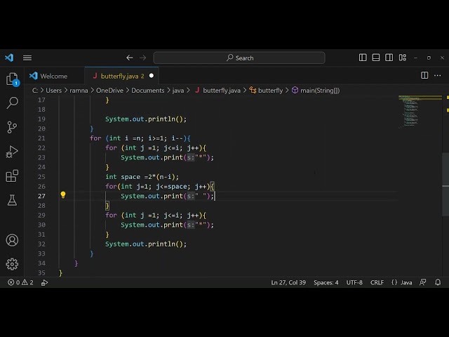 Butterfly Pattern in Java 🦋🔥 | Easy Pattern Program Explained