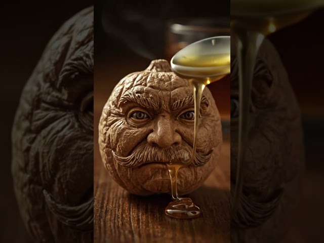 ASMR | Honey on Walnut — Pure Sticky Sounds (No Music) #shorts