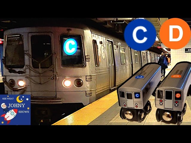 Johny's MTA Train Ride On C and D subway Trains & Munipals C and D Wooden Toy Train Crash Unboxing