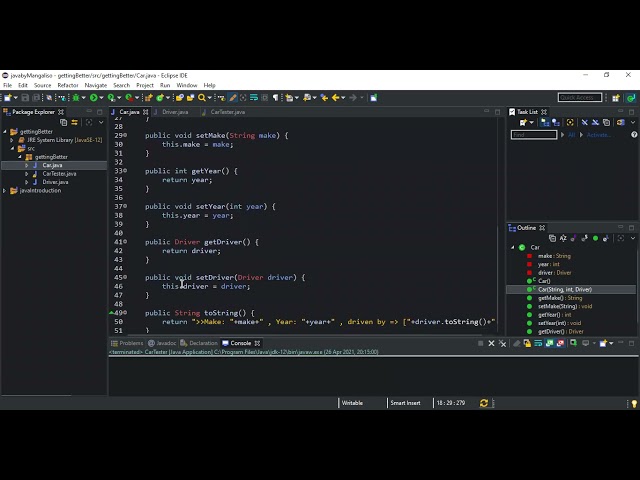 Object Association in Java -   Car and Driver Example