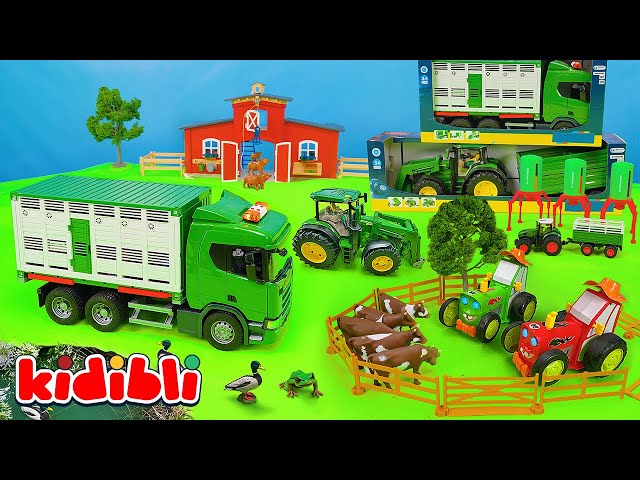 Les Tracteurs s'amusent avec les Animaux de la Ferme 🚜 Vidéo de Jouets pour Enfants 🐮 | Kidibli