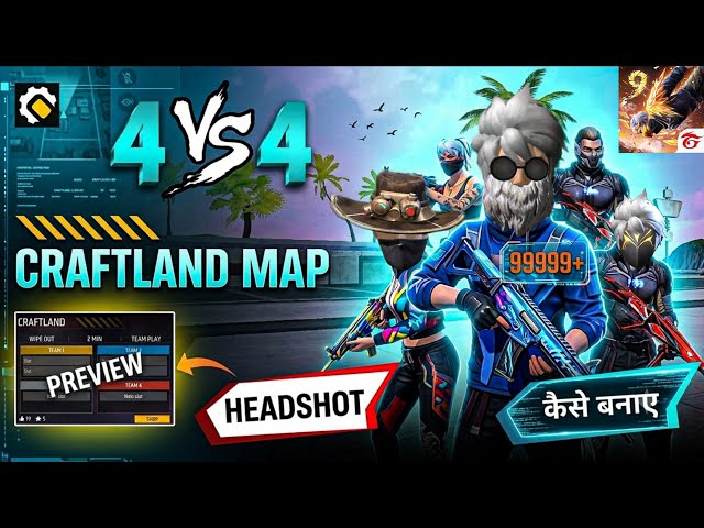 4vs4 ONE TAP CRAFTLAND MAP KAISE BANAYE? 🤯 | Free Fire hadshoot 4vs4 Custom Map Tutorial (2026)