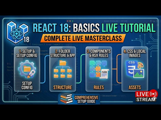 REACT 18 MASTERCLASS: From Scratch to First App (Live Complete Guide)