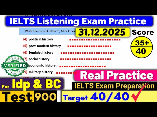 IELTS Listening Practice Test 2025 with Answers | Recent Exam - 31.12.2025